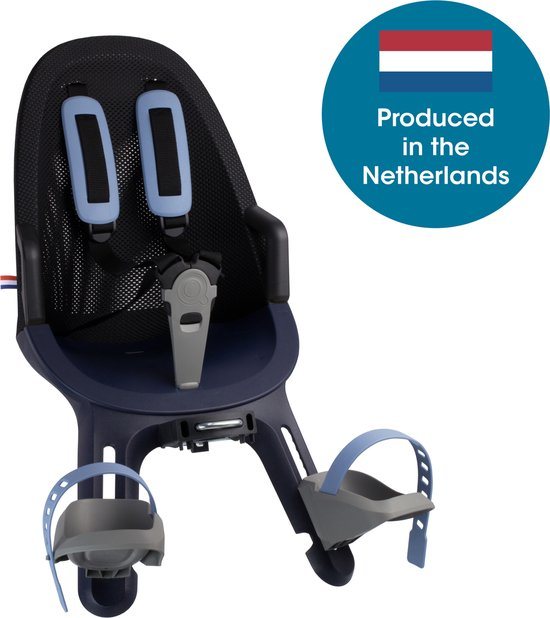 Qibbel Air Fietsstoeltje Voor - Denim Blue - Stuurpenbevestiging - Voorzitje - Fietszitje - Stuur