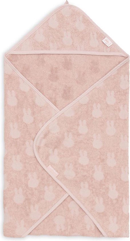 Jollein x Nijntje - Badcape Badstof 75x75cm - Baby Handdoek met Badcape, Omslagdoek, Badponcho Miffy Jacquard - Wild Rose