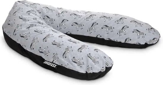 Snoozzz Voedingskussenhoes - Hoes voor voedingskussen zwangerschapskussen -katoen met velvet- 185 cm - Zebra
