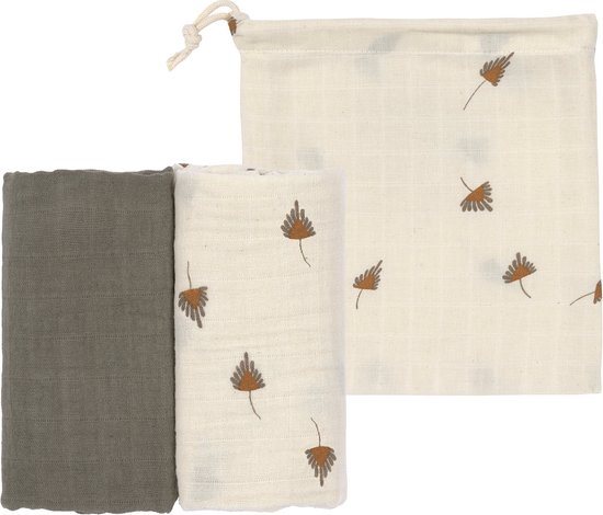 Lässig Hydrofiele luier - swaddle doek 2 stuks in taupe – grijs 80 x 80 cm