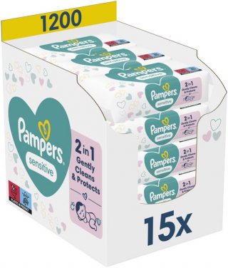 Pampers Sensitive Billendoekjes - 15 Pakken - 1200 babydoekjes