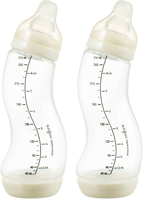 Difrax Natural S-Babyfles - 250 ml - Crème - 2 Stuks - Anti Colic