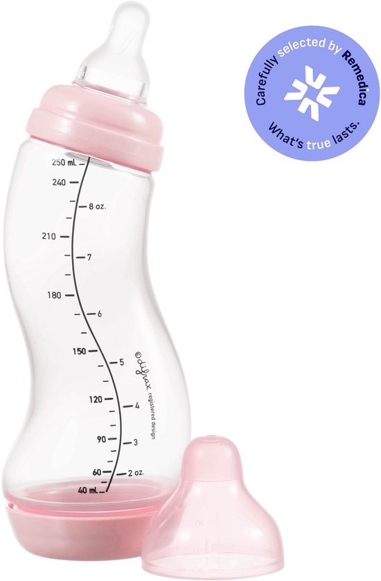 Difrax Natural S-Babyfles - 250 ml - Roze - Anti Colic