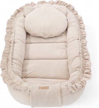 Babynestje - GLAMOUR - Babynest SET met kussen - VELVET - Beige