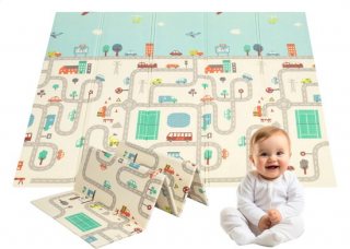 Auto - Speelmat - Inclusief Luxe Opbergtas - Speelkleed - Speelmat Baby - Speelkleed Baby - Speelmat Foam - 150 x 200 cm - Opvouwbaar - Baby Speelgoed 6 maanden - Baby cadeau - Kraamcadeau