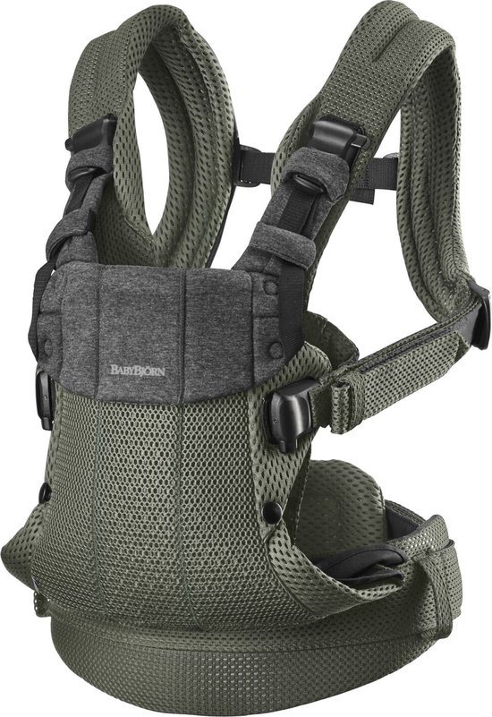 BabyBjörn Draagzak Harmony - 3D Mesh - Donkergroen - Buikdrager - Rugdrager – Ergonomisch – Zachte details