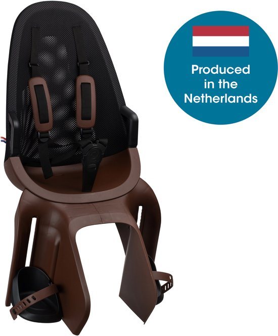 Qibbel Air Fietsstoeltje Achter Bagagedrager bevestiging - Quick Connect - Fietszitje - Bruin