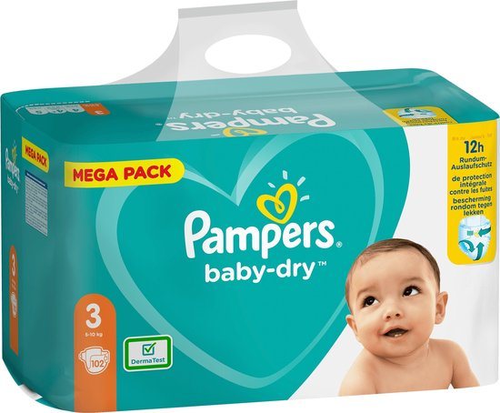 Pampers - Baby Dry - Maat 3 - Megapack - 102 stuks - 6/10KG