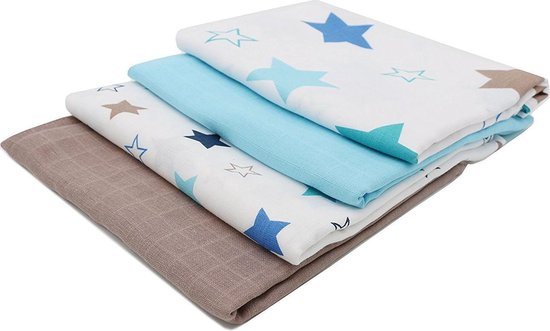 'ZOLLNER® Set van 4 handdoeken / knuffeldoek / inbaker 120 x 120 cm