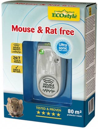 ECOstyle Mouse & Rat Free Tegen Muizen en Ratten - Ecologisch, vriendelijk & Hyienisch - Veilig voor Kinderen en Huisdieren - 30 + 30 M² - Voor 2 Kamers