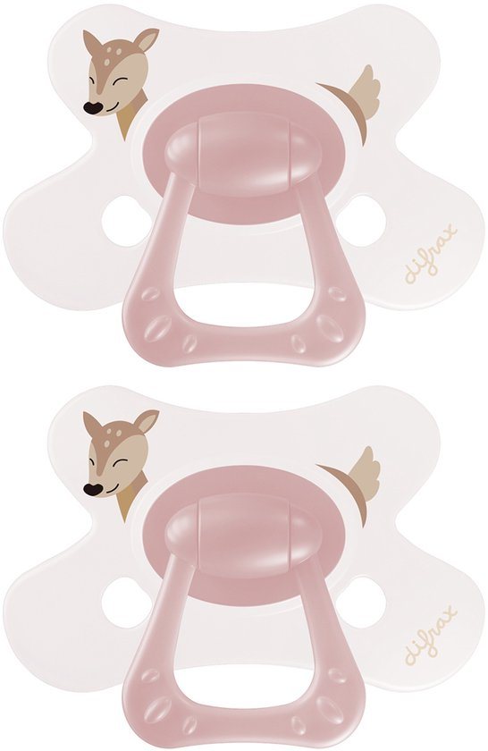 Difrax Natural Fopspeen - 18+ Maanden - Hert - Roze - 2 Stuks