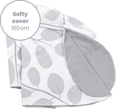 doomoo Softy Cover - Leaves Grey - Hoes voor klein voedingskussen Softy - biologisch Katoen -  150 cm