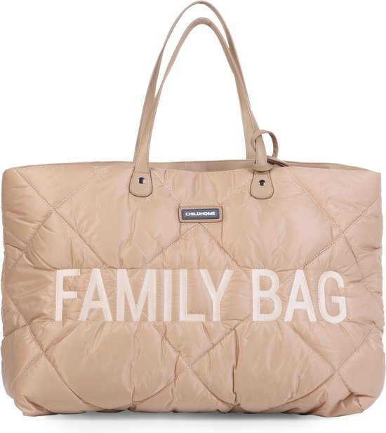 Childhome Family Bag - Luiertas - Gewatteerd - Beige - Nylon & Leder - 55x18x40