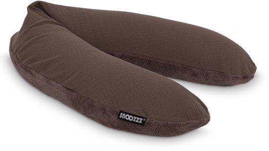 Snoozzz Voedingskussenhoes - Hoes voor voedingskussen zwangerschapskussen - 185 cm - Zachte teddy met katoen - Teddy Espresso