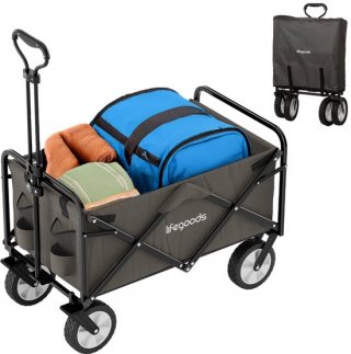 LifeGoods Bolderkar - 94L - Opvouwbaar - 70KG Draagkracht - Draaibare wielen - 2 Standen - Grijs