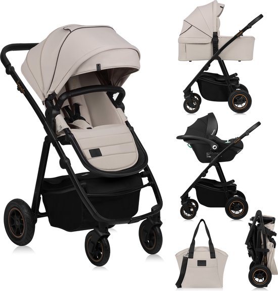Lionelo Amber Plus 3-in-1 - Kinderwagen - Reiswieg - Autostoeltje - XXL Ventilatie