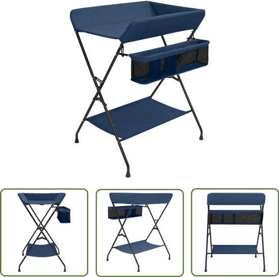 vidaXL Babykamer - Verschoontafel - Verschoontafel ijzer marineblauw - Kinderkamer - Luierverzorging - Multifunctionele Tafel