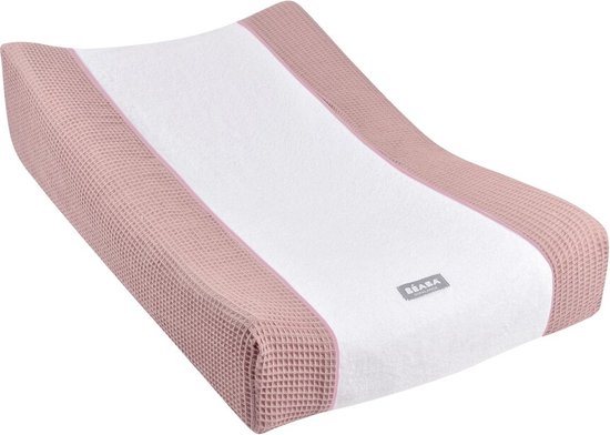 Béaba Sofalange® Hoes – Voor Schuin Aankleedkussen - 100% Biologisch Katoen (GOTS) - Zacht & Absorberend Aankleedkussenhoes - Roze