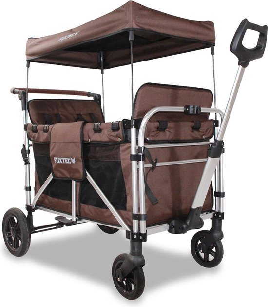 FUXTEC CTXL900 Family Cruiser Bolderkar Bruin – Opvouwbare Tuintrolley met 4 Zitplaatsen, Afneembare Banken & Draagvermogen 75 kg
