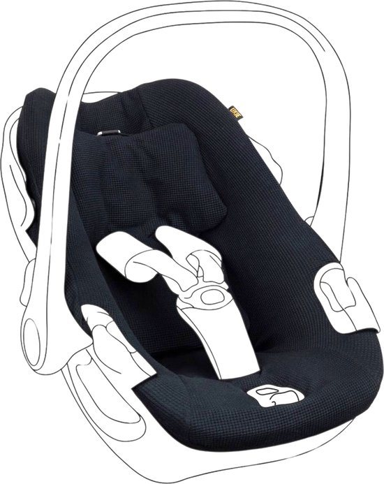 Maxi Cosi hoes Pebble 360 - Waterdichte voering - Autostoelhoes Groep 0 - Zacht Katoen - Met Waterdichte Voering ter Bescherming van je Autostoel - Perfecte Pasvorm - Zwart wafeltje