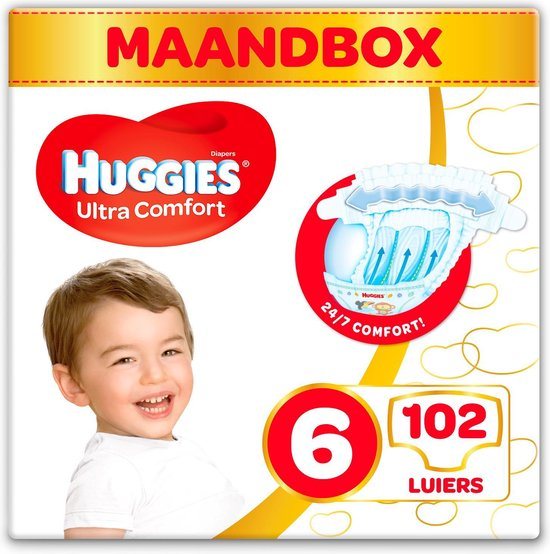Huggies Ultra Comfort luiers - Maat 6 (15 tot 30 kg) - 102 stuks - Voordeelverpakking