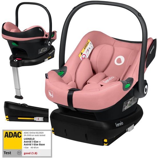 Lionelo Astrid i-Size SET – Autostoeltje 40–87 cm + ISOFIX-Basis – ADAC Getest – R129 i-Size – Memory Foam – Verstelbare Hoofdsteun – Zijdelingse Bescherming – Dri-Seat – Lichtgewicht – Universeel Compatibel