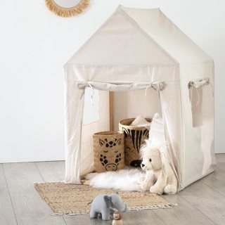 Atmosphera Kids Speelhuisje met canvas - Dennehout - Tent - 77.5 X 77.5 X H116 CM - Speeltent