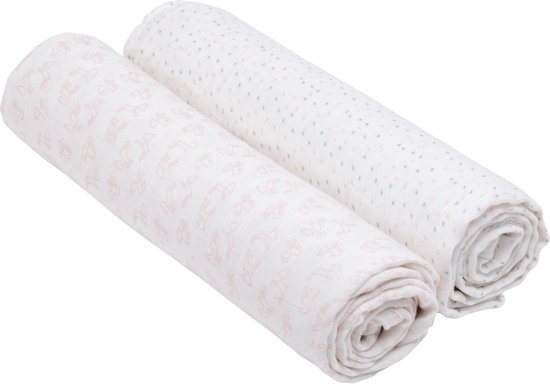 Lässig Hydrofiele luier swaddle doek 120x120cm XL lela licht rose  2 stuks