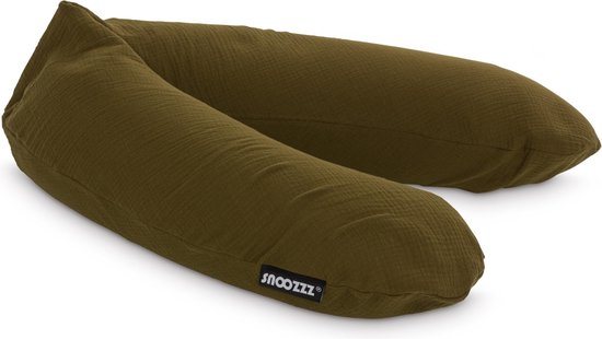 Snoozzz Voedingskussen Premium Kwaliteit - 185 cm – Microparel Vulling – Luxe Draagtas – Wasbare Hoes - Bronze