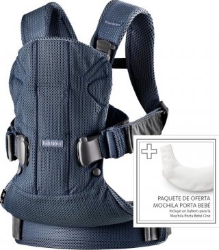 BabyBjörn Draagzak One Air Bundle - 3D Mesh - Marineblauw incl Slab Tencel