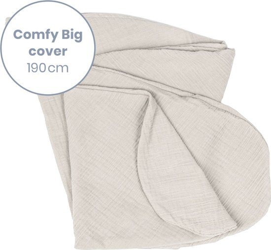 Doomoo Basics Cover - Hoes voor Voedingskussen Comfy Big - Biokatoen - 190cm - Tetra Almond