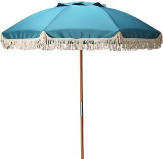 HIXA Parasol - Houten paal - Stokparasol - Strand - Tuin Accessoires - 180CM - Blauw - Stokdiameter 3cm - CHARLIE