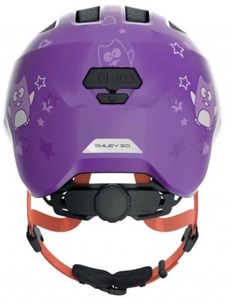 ABUS kinderhelm Smiley 3.0 - fietshelm met diepe pasvorm, kindvriendelijke ontwerpen en ruimte voor een vlecht - voor meisjes en jongens - paars met uilenpatroon, maat M