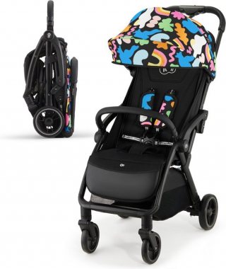 Kinderkraft APINO Kinderwagen – Lichtgewicht & Automatisch Opvouwbaar – Tot 24 kg – 4-Positie Rugleuning – Happy Shapes