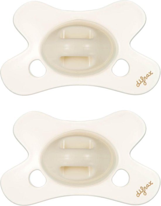 Difrax Natural Fopspeen 0 tot 6 Maanden - Cremewit - 2 Stuks, Siliconen Speen, Gemakkelijk te Accepteren