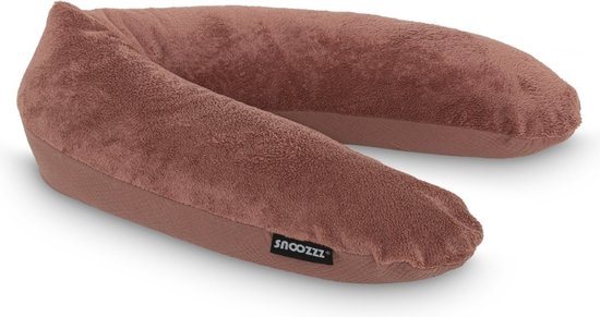Snoozzz Voedingskussen Premium Kwaliteit - 185 cm – Microparel Vulling – Luxe Draagtas – Wasbare Hoes - Teddy Chestnut