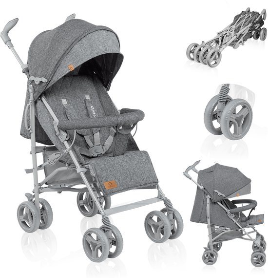 Lionelo Irma - Buggy - Wandelwagen - Duurzame en Lichte 7kg Kinderwagen - Geschikt voor Kinderen tot 15 kg - Geveerde wielen - 360° - van 6 maanden tot 5 jaar - Opbergmand - Verstelbare handgreep - Snel inklapsysteem - Compact formaat - Muskietennet