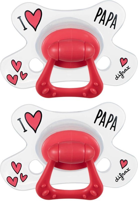 Difrax Natural Fopspeen 18+ Maanden - I Love Papa - 2 Stuks, Siliconen Speen, Gemakkelijk te Accepteren