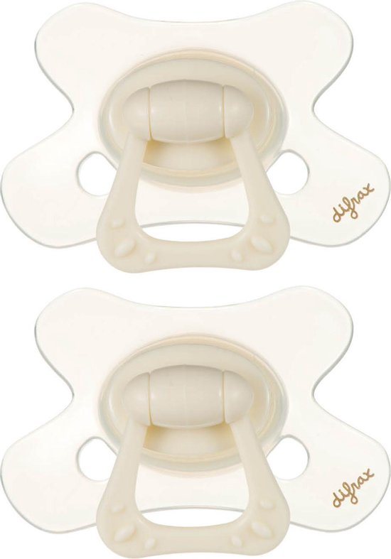 Difrax Natural Fopspeen 12+ Maanden - Cremewit - 2 Stuks, Siliconen Speen, Gemakkelijk te Accepteren