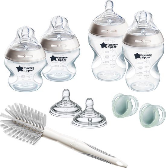 Tommee Tippee Natural Start Babyflessen Startersset - flessen van 150 ml en 260 ml voor pasgeboren baby's 0m+ - wit