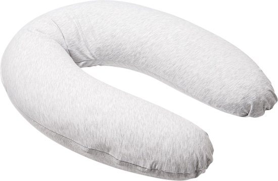 Doomoo Buddy - Voedingskussen - Zwangerschapskussen - Zijslaapkussen met superfijne en extra stille microkorrels - Bio katoen - 180cm - Chine White