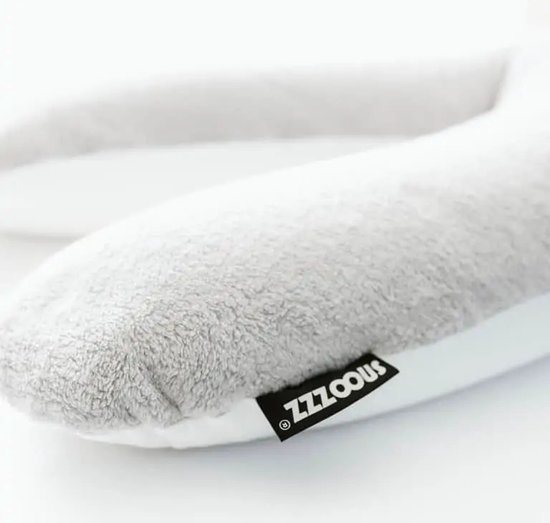 Snoozzz Voedingskussenhoes - Hoes voor voedingskussen zwangerschapskussen - 185 cm - Zachte teddy met katoen - Teddy grijs wit