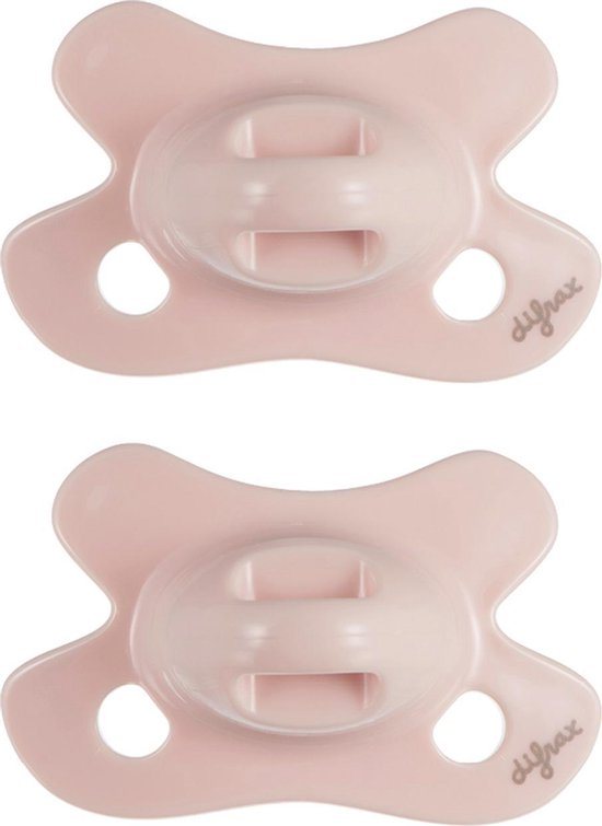 Difrax Dental Fopspeen Newborn - Lichtroze - 2 Stuks, Siliconen Orthodontische Speen