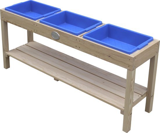 AXI Activiteiten Tafel in Naturel Bruin met 3 Blauwe Bakken  - Multi-inzetbare kindertafel voor diverse activiteiten
