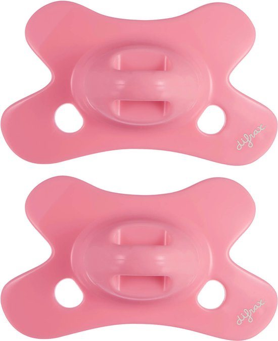 Difrax Natural Fopspeen - 0 tot 6 Maanden - Roze - 2 Stuks