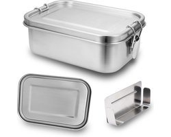 800ml Lunchbox RVS Take a Break Broodtrommel - incl. divider - Roestvrij Staal - Brooddoos met Losse Compartimenten - Bento Box -lunchbox thermische container