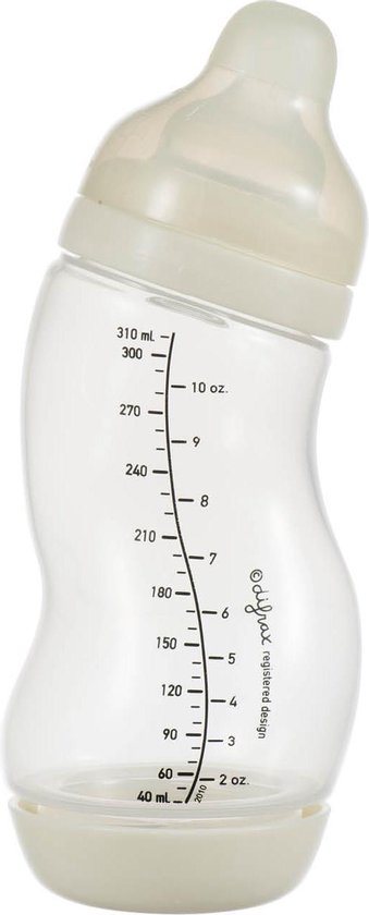 Difrax Brede S-babyfles - 310 ml - Anti Koliek - Creme - 1 Stuk
