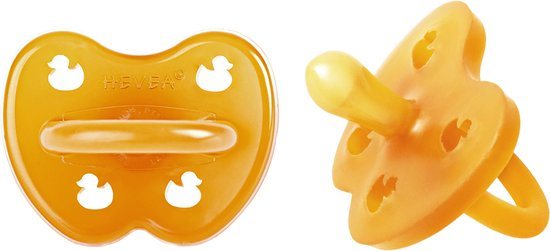 HEVEA - Fopspeen - 2 Stuks - Symmetrisch - Naturel - 0-3 mnd - 100% natuurrubber