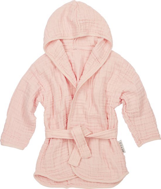 Meyco Baby Uni badjas - pre-washed hydrofiel - soft pink - 86/92