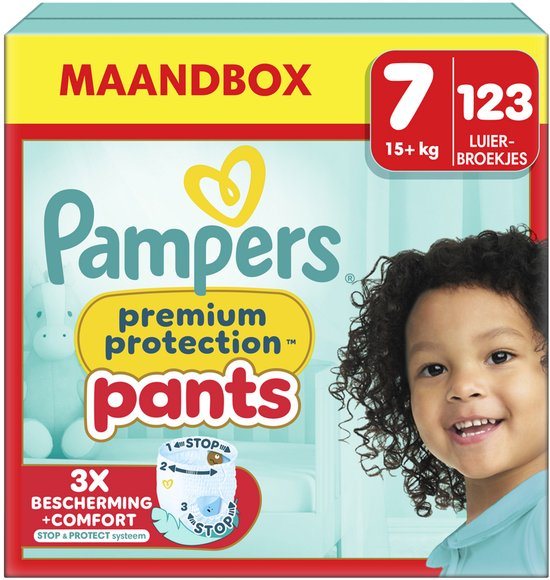 Pampers Premium Protection Pants Maat 7, 123 Luierbroekjes, 15kg+